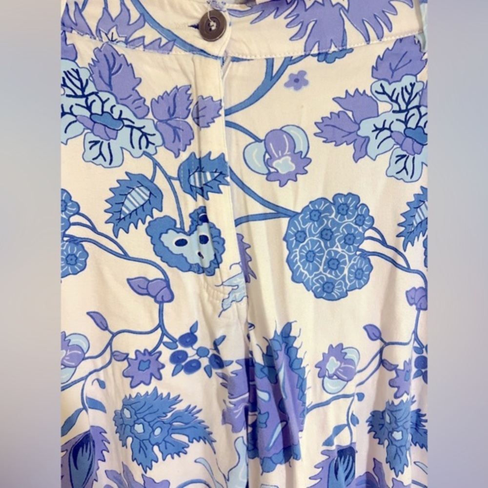 Gretchen Scott blue floral pants sz M - Picture 2 of 4